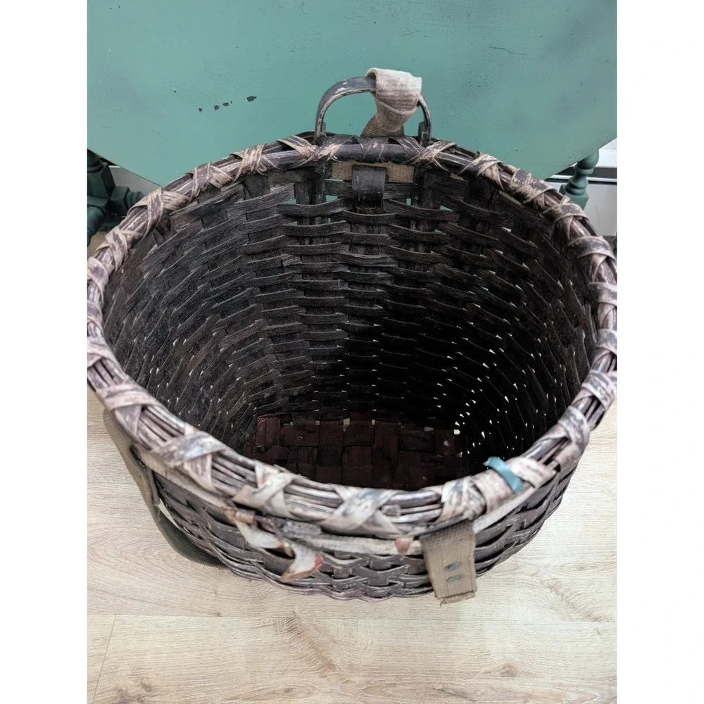 Vintage Early 20th C Adirondack Splint Trapper Pack Backpack Basket Primitive